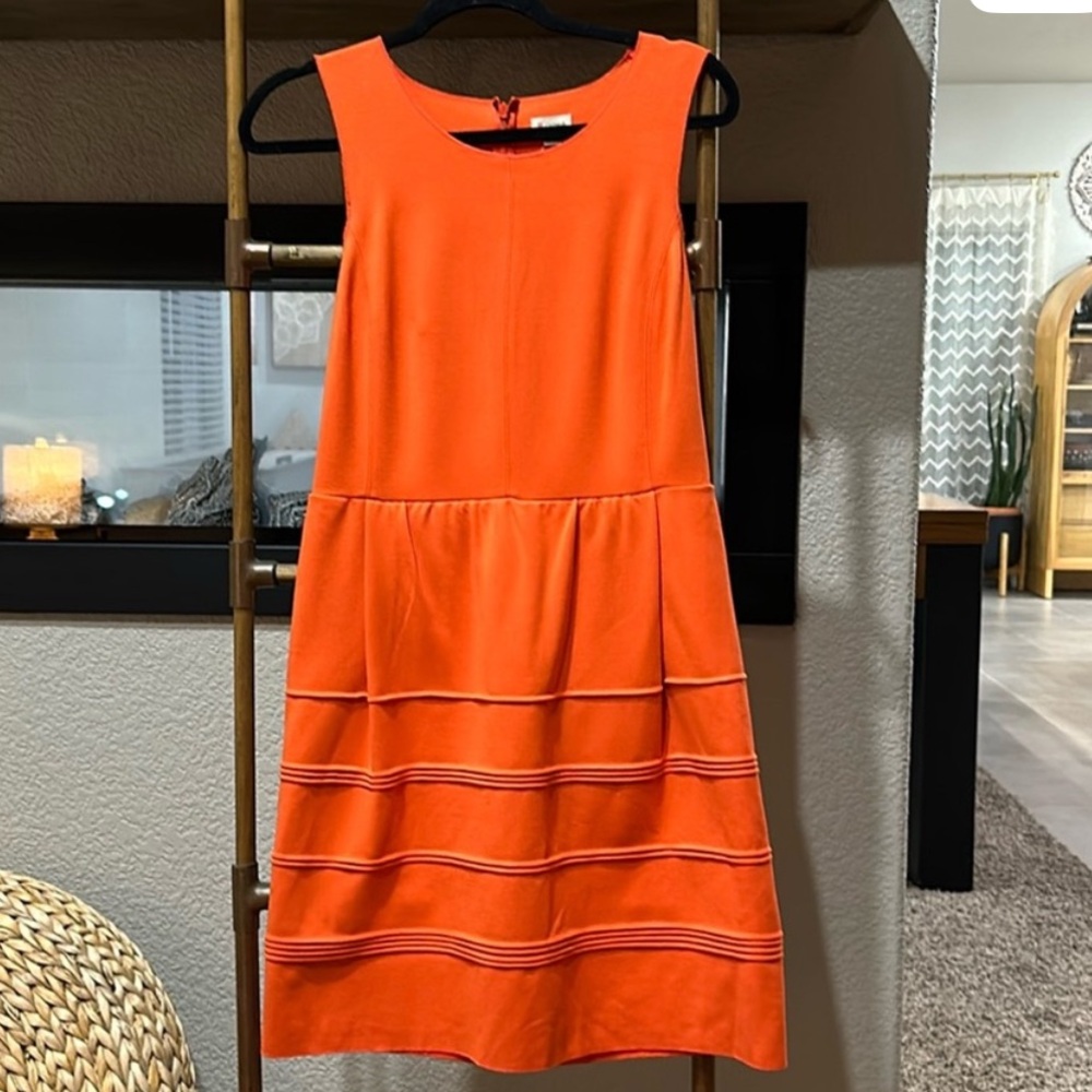 Daniel Cremieux Bright Orange Sleeveless Tiered Midi Dress
